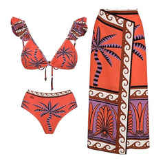 Vibrant One-Shoulder Bikini with Tropical Flair