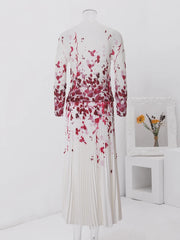 Elegant White Pleated Midi Dress