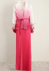 Ombre Pleated Maxi Dress