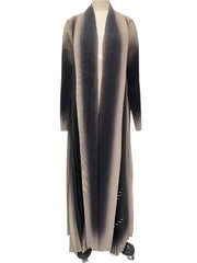 Royal Blue and Black Ombre Pleated Open Robe Dress