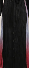 Elegant Ombre Black to Purple Pleated Maxi Dress