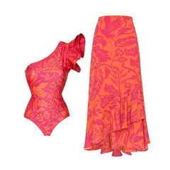 Asymmetrical Ruffle High-Waist Swimsuit