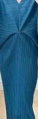 Teal Sculpted Pleated Kaftan Dress