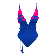 New Flower Deep V Neck Swimwear