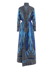 Royal Blue Baroque Print Maxi Wrap Dress