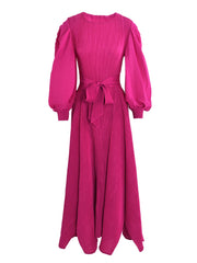 Magenta Pleated Maxi Dress