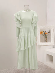 Soft Sage Green Ruffle Tiered Maxi Dress