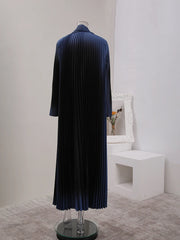 Royal Blue and Black Ombre Pleated Open Robe Dress