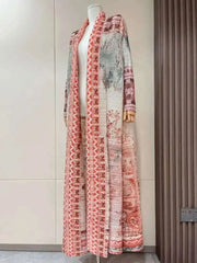 Tribal Print Long Pleated Kimono