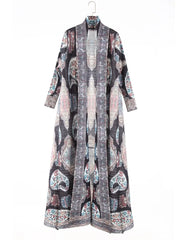 Geometric Mosaic Belted Maxi Dress