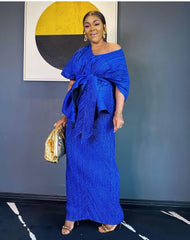 Asymmetric Pleated Kaftan Dress