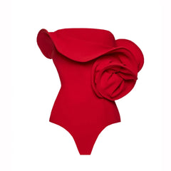 Scarlet Rose One-Shoulder Swimsuit