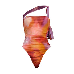 Dreamy Ombre One-Shoulder Swimsuit with Drape