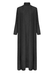 Long Open-Front Knit Cardigan