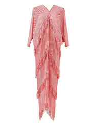 Shimmering Mauve Layered Fringe Dress