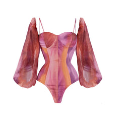 Dreamy Ombre One-Shoulder Swimsuit with Drape