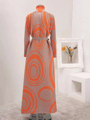 Retro Vortex Belted Maxi Dress