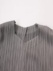 Architectural Grey Sculpted Pleated Midi Dress