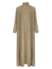 Long Open-Front Knit Cardigan