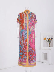 Vibrant Abstract Floral Print Dress