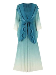 Pink to Ivory Ombre Pleated Maxi Dress