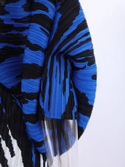 Zebra Print Contrast Pleated Batwing Maxi Dress