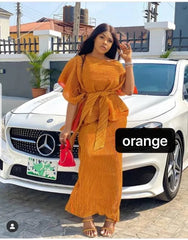 Asymmetric Pleated Kaftan Dress