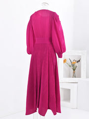 Magenta Pleated Maxi Dress