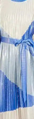 Metallic Colorblock Pleated Midi Dress