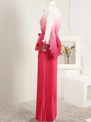 Ombre Pleated Maxi Dress