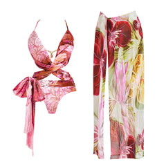 Unique Wrap Front Floral Swimsuit