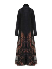 Elegant Midnight Flame Long Open-Front Cardigan Dress