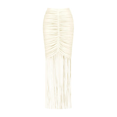 Black Elegance Floral Accent Swimsuit with Ruched Fringe Skirt