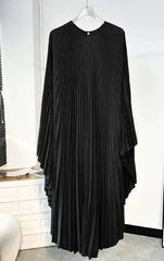 Burgundy Accordion Pleated Kaftan Dress