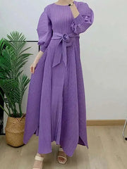 Magenta Pleated Maxi Dress