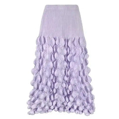 Elegant Pleated Bubble‑Hem Midi Skirt