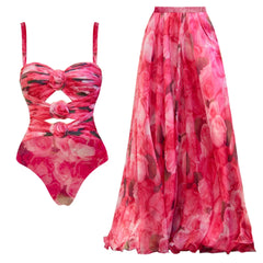 Emerald Tide Starfish Swimsuit with High-Slit Maxi