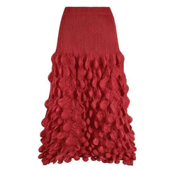 Elegant Pleated Bubble‑Hem Midi Skirt