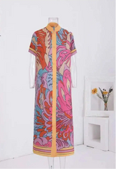 Vibrant Abstract Floral Print Dress