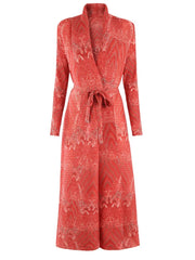 Geometric Mosaic Belted Maxi Dress