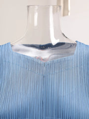 Modern Blue Pleated Midi Dress