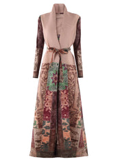Geometric Mosaic Belted Maxi Dress
