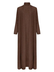Long Open-Front Knit Cardigan