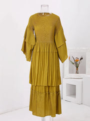 Emerald Pleated Tiered Maxi Dress
