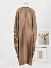 Burgundy Accordion Pleated Kaftan Dress