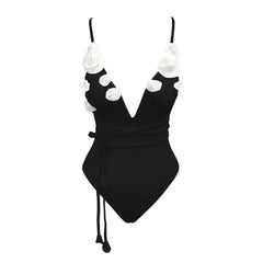 New Flower Deep V Neck Swimwear
