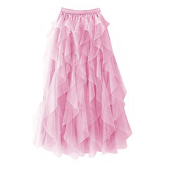 Pink Butterfly Cutout Swimsuit with Ruffled Tulle Maxi Skirt Set