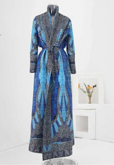 Royal Blue Baroque Print Maxi Wrap Dress