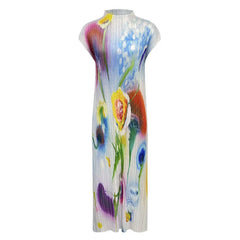 Iridescent Garden Pleated Maxi Dress
