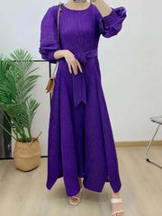 Magenta Pleated Maxi Dress